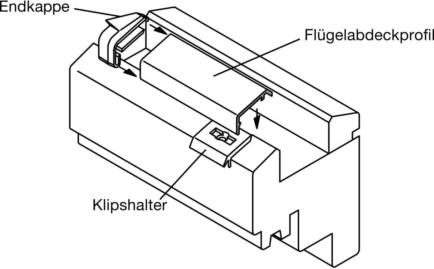 Ersatz-Klips Halter für Flügelabdeckprofil – System F16 F20
