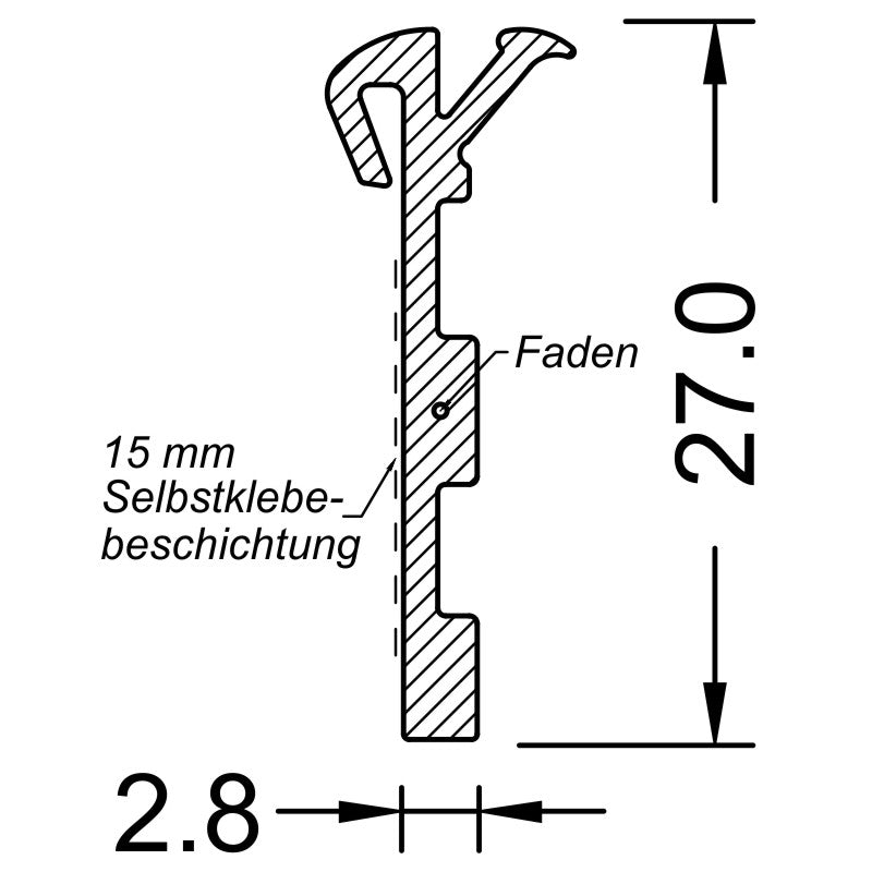 Fensterbankdichtung für Aluminium-Fensterbänke EPDM mit Faden - selbstklebend