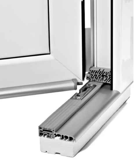 Roto Türschwelle Eifel 90TB III | EV1/grau | Deckel geriffelt | Haustürschwelle 90 mm Bautiefe | Thermisch getrennte Schwelle | Aluminium