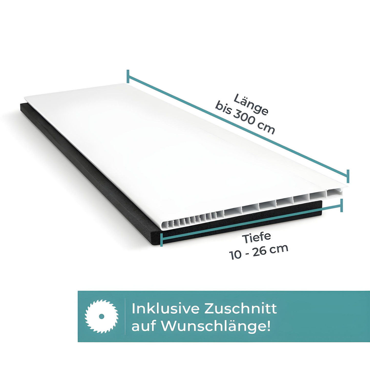 Rollladen Kastendeckel Kunststoff Weiß System - Zuschnitt