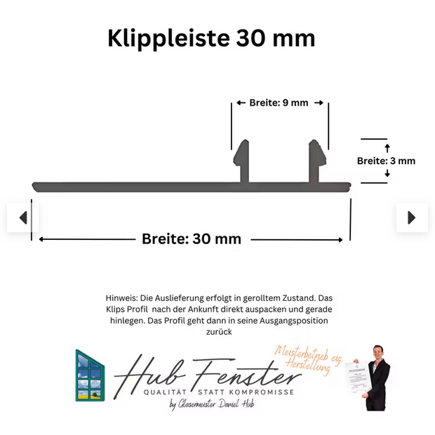 Klippleiste 30 mm (Standard) – für Revisionsdeckel und Rollladenkästen