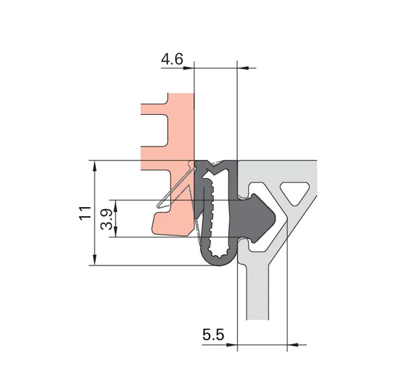 Innere Anschlagdichtung von Kunststofffenster System VEKA SP 6920a