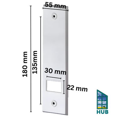 Abdeckplatte für Einlassgurtwickler Kunststoff / LA: 135 mm / weiß