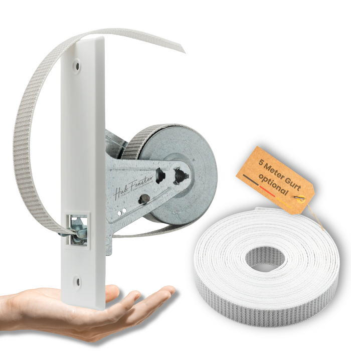 Rollladen Gurtwickler Einlass | mit/ohne 5m Gurtband | 13,5 & 16,3 cm Lochabstand | Made in Germany