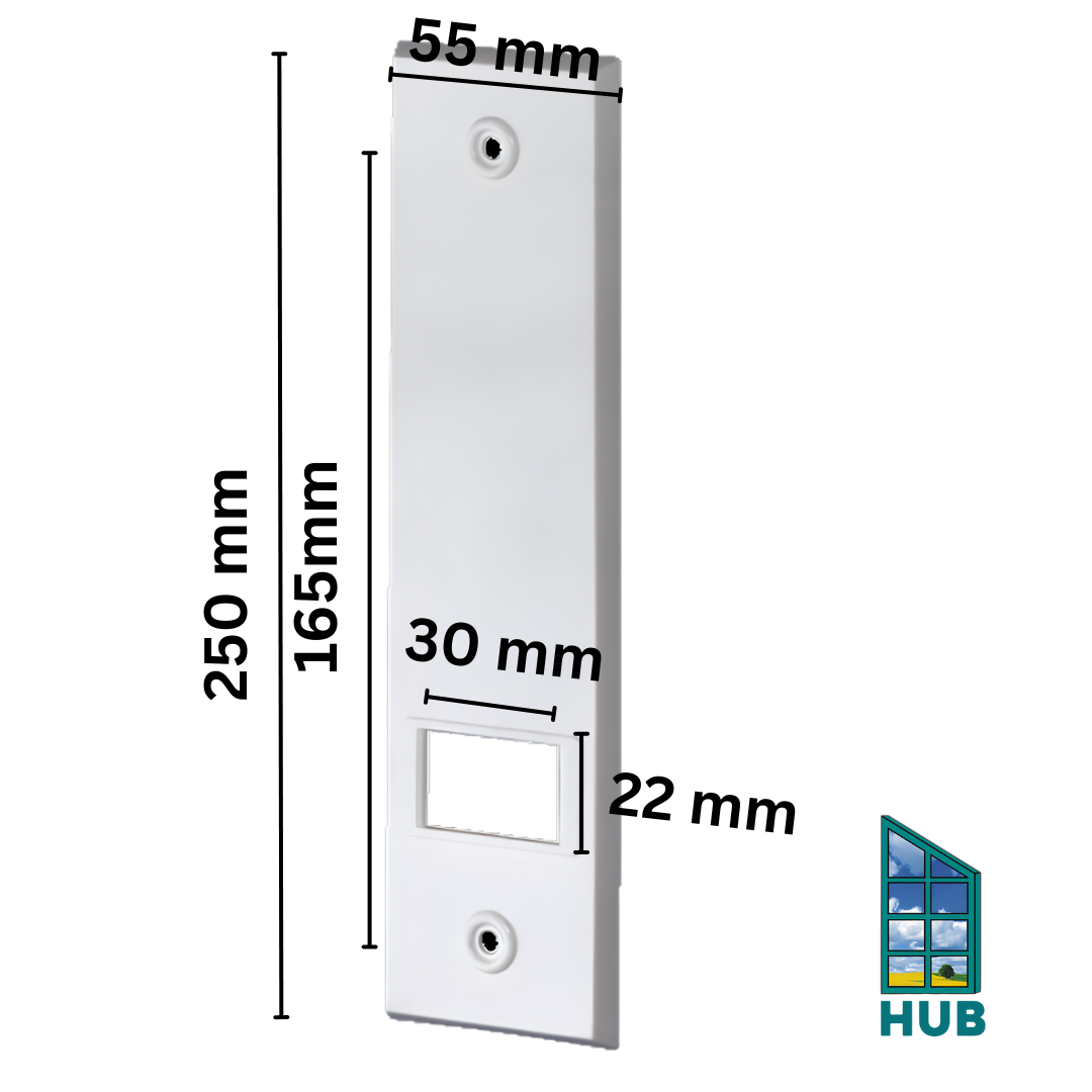 Abdeckplatte für Einlassgurtwickler Kunststoff / LA: 163 mm / weiß