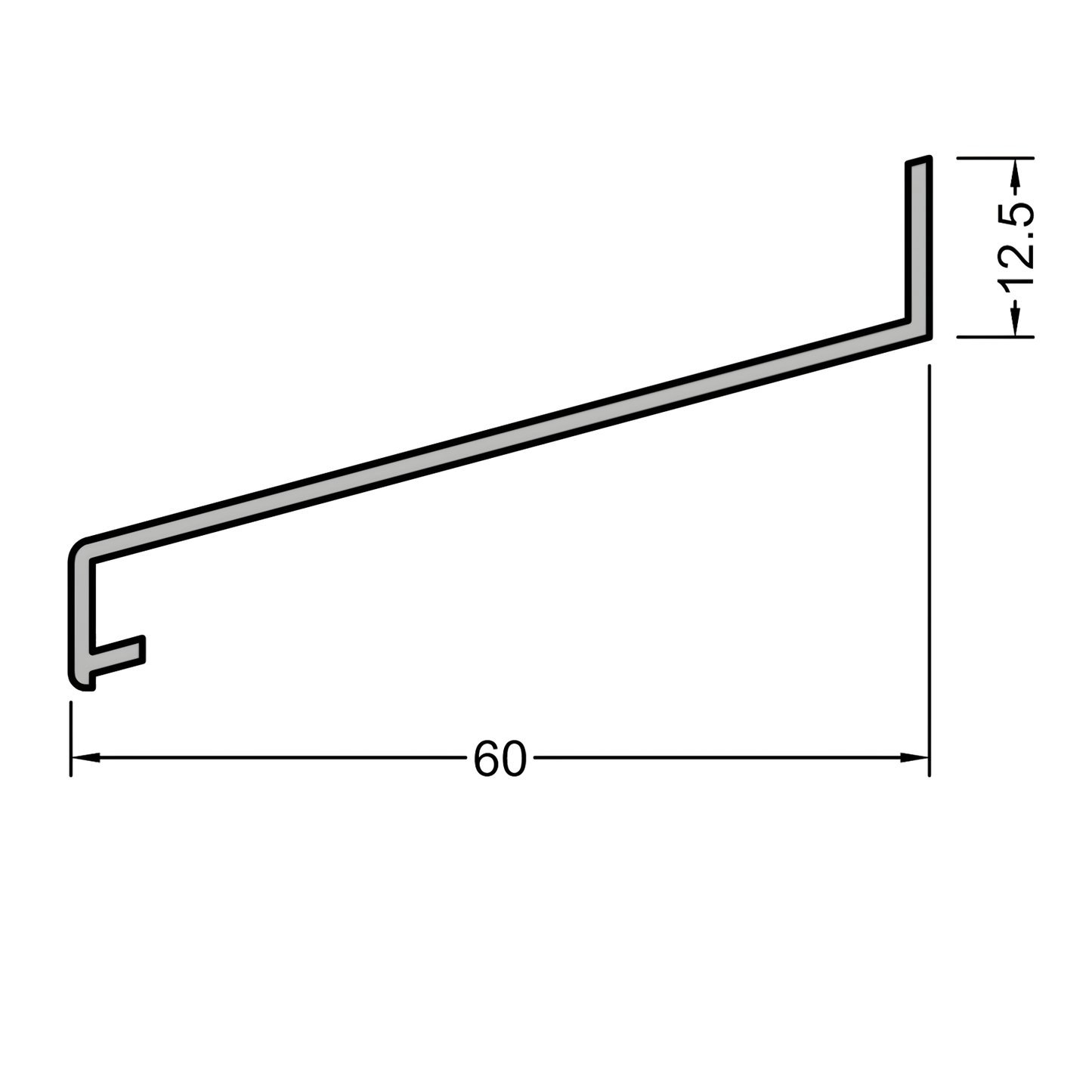 Z-60 | Z-Profil Aluminium für Fensterrahmen | Regenschiene Stockabdeckung | Rahmenprofil Z60