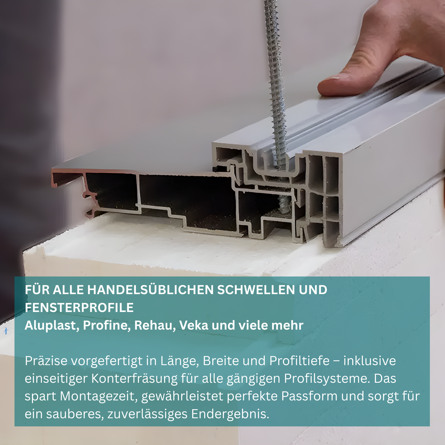 Unterbaudämmprofil 64mm | Bodeneinstandsprofil | Rahmenverbreiterung für Türschwellen,Fenster und Türen |Nut für Roto Eifel Schwelle