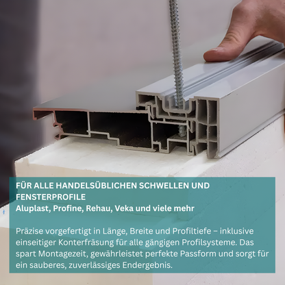 Unterbaudämmprofil 64mm | Bodeneinstandsprofil | Rahmenverbreiterung für Türschwellen,Fenster und Türen |Nut für Roto Eifel Schwelle