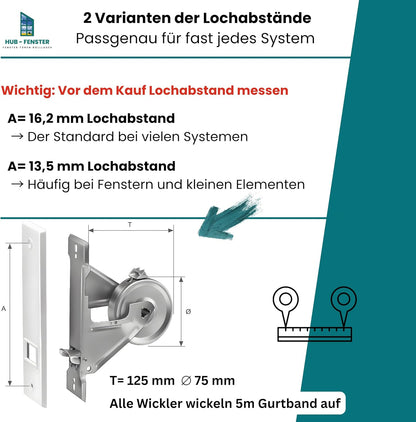 50x Rollladen Gurtwickler Unterputz | Einlasswickler Zweiarmig mit Blende | für 20–23 mm Gurt