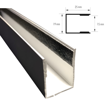 Aluminium Führungsschiene 25x19x25mm für MAXI-Kunststoffprofil Rollladen
