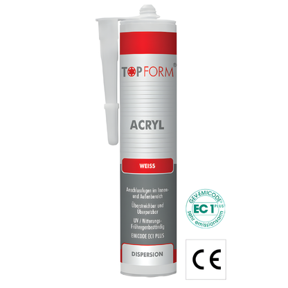 Acryl weiß für Anschlussfuge innen und außen 310 ml Kartusche - Topform