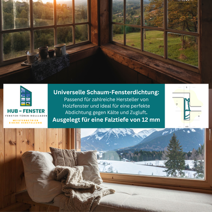 Fensterdichtung Primo 4000 | TPE Meterware für Holzfenster | 12 mm Falz | gegen Zugluft