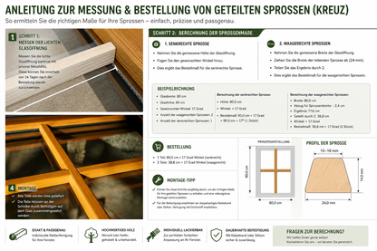 Holz-Sprossen für Holzfenster | Maßgefertigt zum Nachrüsten & Reparieren | Meranti oder Kiefer | Rohzustand | Individueller Zuschnitt