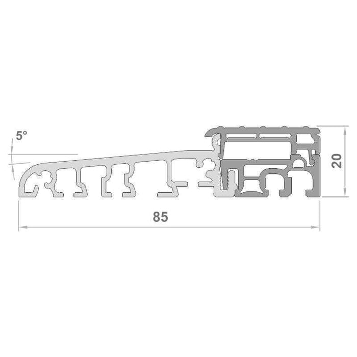 Haustürschwelle 85 mm Bautiefe Thermisch getrennte Schwelle aus Aluminium