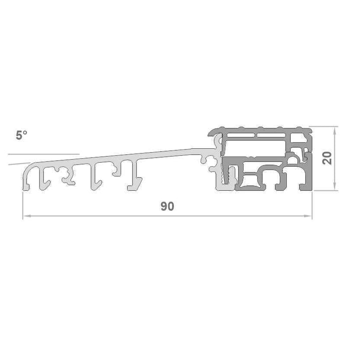 Roto Türschwelle Eifel 90TB III | EV1/grau | Deckel geriffelt | Haustürschwelle 90 mm Bautiefe | Thermisch getrennte Schwelle | Aluminium