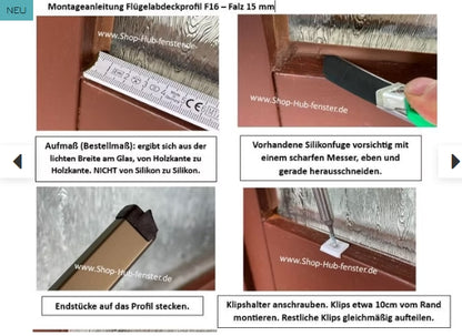 Flügelabdeckprofil F20 für Falz 18 mm