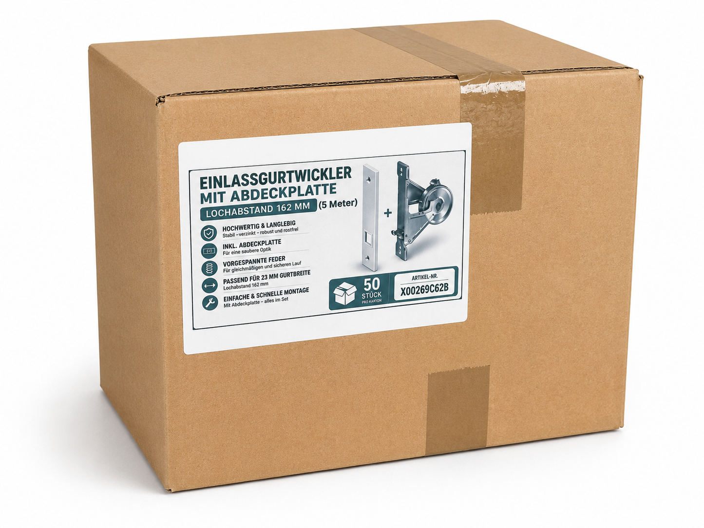 50x Rollladen Gurtwickler Unterputz | Einlasswickler Zweiarmig mit Blende | für 20–23 mm Gurt