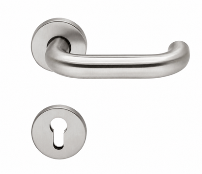 Haustür Halbgarnitur | Drücker | Edelstahl matt | U-Form | 8 mm Vierkant | DIN links & rechts | EN 1906 Klasse 4