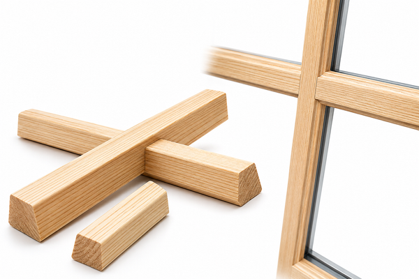 Holz-Sprossen für Holzfenster | Maßgefertigt zum Nachrüsten & Reparieren | Meranti oder Kiefer | Rohzustand | Individueller Zuschnitt
