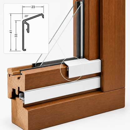 Flügelabdeckprofil System L für Holzfenster – große Abdeckfläche