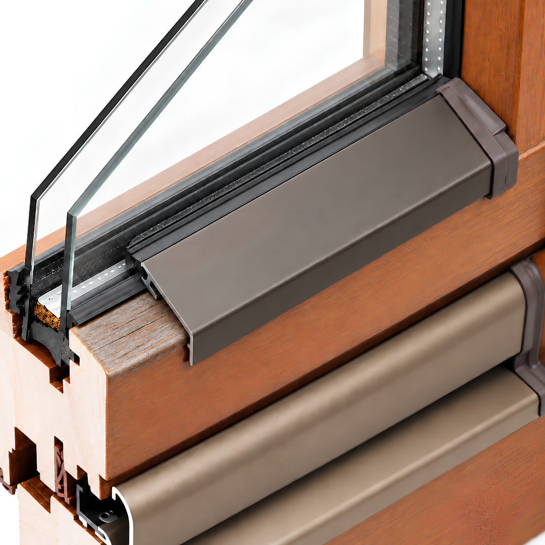 Flügelabdeckprofil S mit Dichtung für Holzfenster – Aluminium Wetterschenkel