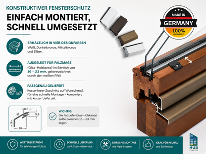 Flügelabdeckprofil S mit Dichtung für Holzfenster – nach Maß