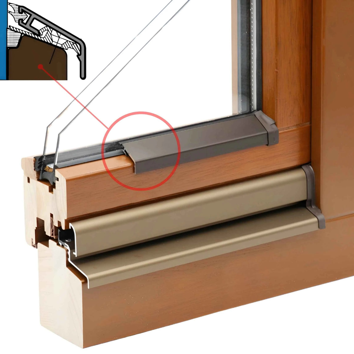Flügelabdeckprofil S mit Dichtung für Holzfenster – nach Maß