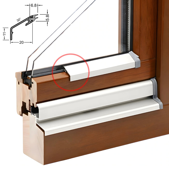 Flügelabdeckprofil S für Holzfenster | mit Dichtung | Aluminium Wetterschenkel | Wetterschutz nach Maß | Hub Fenster