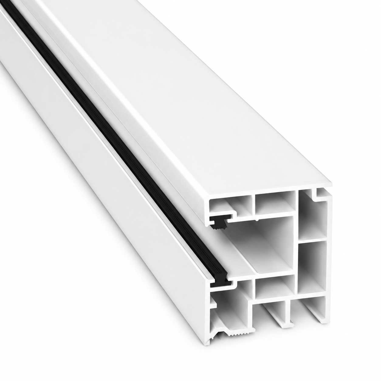 Rollladenschiene Neubau | PVC Führungsschiene | Rollladenführung  |40 X 47 | weiß mit Bürsten