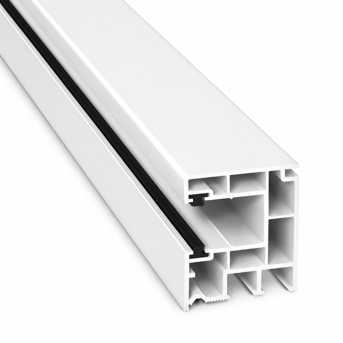 Rollladenschiene Neubau | PVC Führungsschiene | Rollladenführung  |40 X 47 | weiß mit Bürsten
