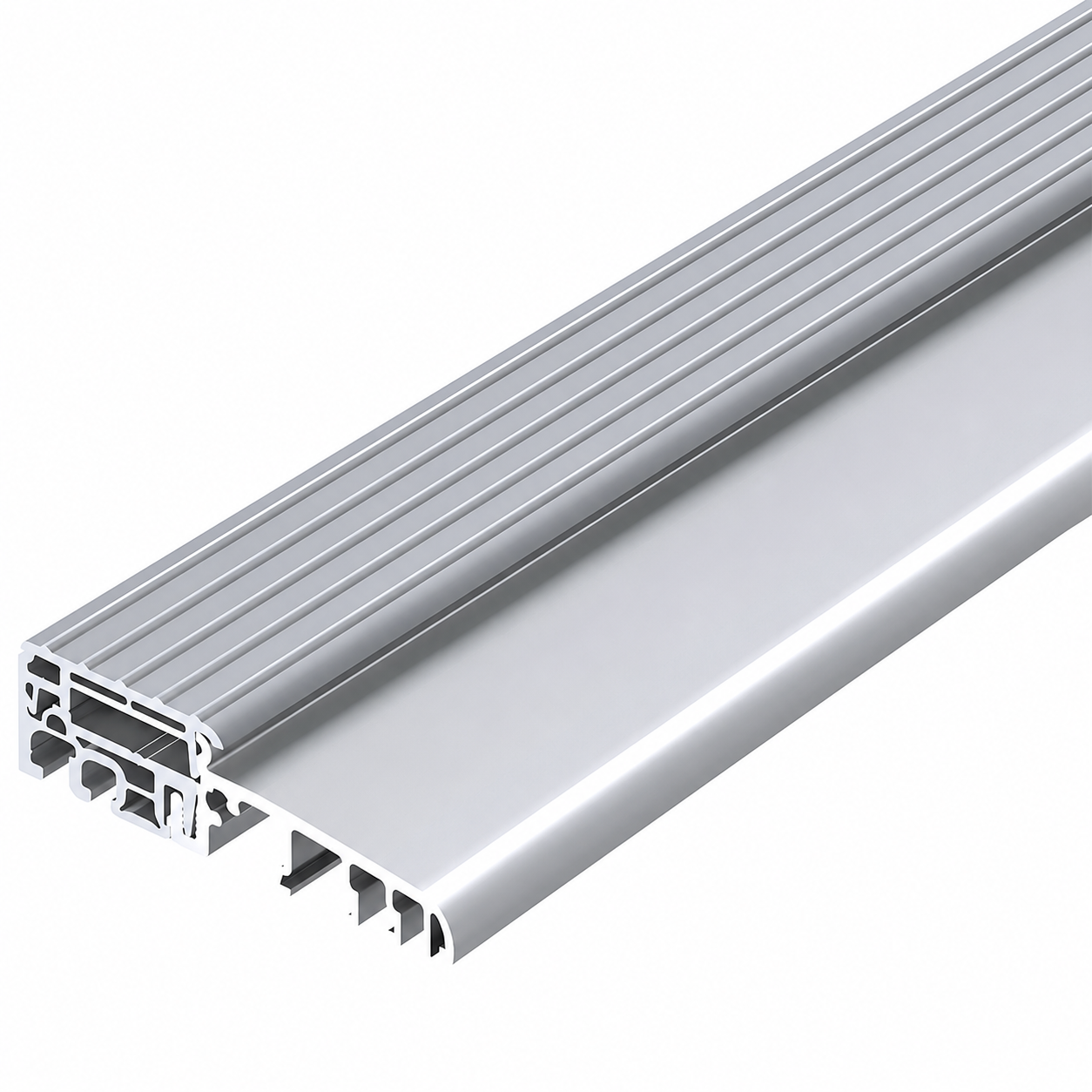 Roto Türschwelle Eifel 70TB | EV1/grau | Deckel geriffelt | Haustürschwelle 70 mm Bautiefe | Thermisch getrennte Schwelle | Aluminium