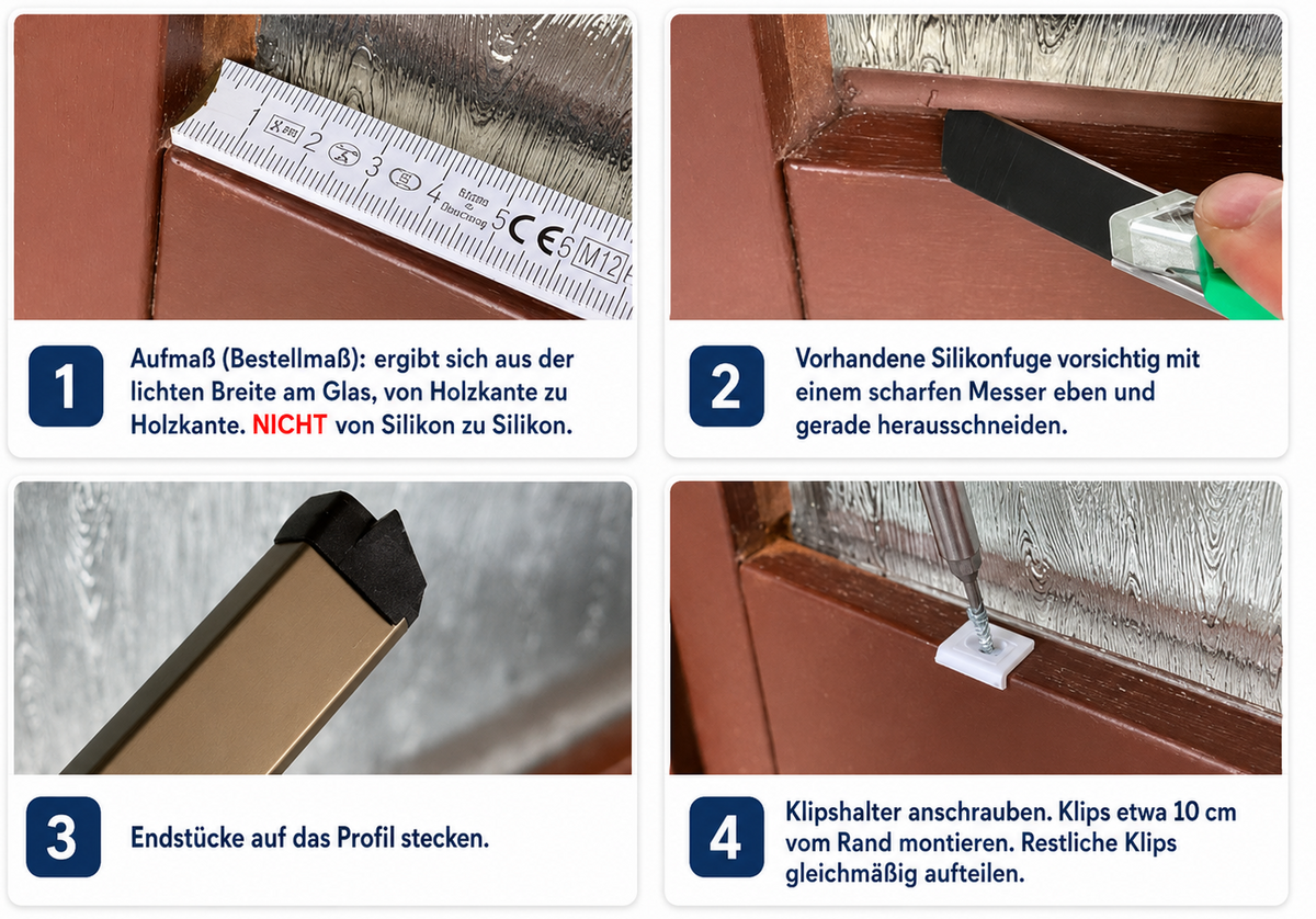 Montageanleitung Flügelabdeckprofil F20 – Schritt-für-Schritt Einbau am Holzfenster