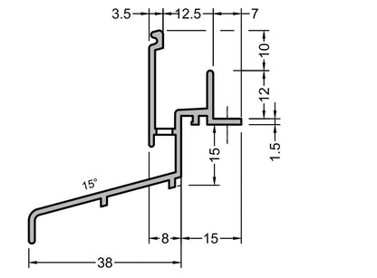 Regenschiene Gutmann WERRA 12/38 für Holzfenster | Aluminium 16 mm Falztiefe