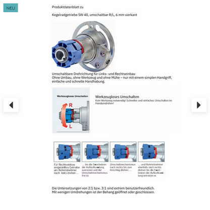Rollladen Kurbel Getriebe Kurbelantrieb Kegelradantrieb umschaltbar 6 mm vierkant