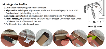 Flügelabdeckprofil F16 für Falz 15 mm
