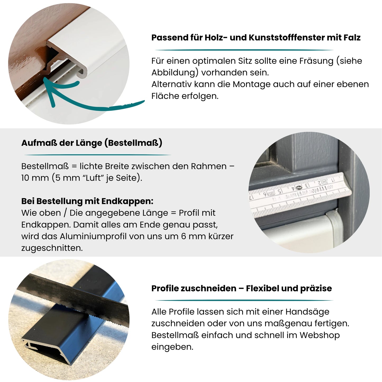 Wetterschenkel Y Aluminium | Regenschiene Holzfenster außen nach Maß | Schutz vor Schlagregen & Winddruck