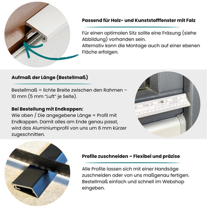Wetterschenkel Y Aluminium | Regenschiene Holzfenster außen nach Maß | Schutz vor Schlagregen & Winddruck