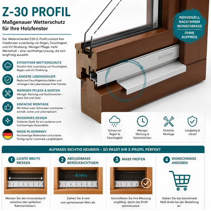 Z-30 | Z-Profil Aluminium für Fensterrahmen | Regenschiene Stockabdeckung | Rahmenprofil